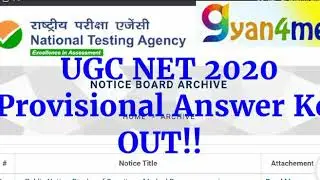 NTA UGC NET 2020 Answer Key OUT|| Latest Update