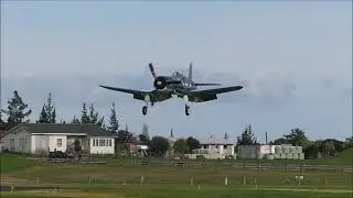 Vought FG1-D Corsair (Ex RNZAF) Landing at Ardmore, New Zealand