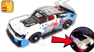 How to Motorize NASCAR Chevrolet Camaro Lego Technic #42153 Powered Up Tutorial + Working Headlights
