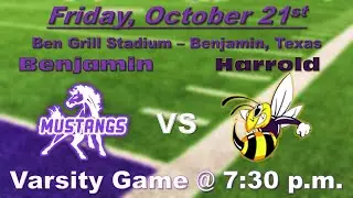 Benjamin High School vs Harrold High School Boys' Varsity Football