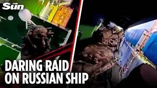 Special Commando unit seize Russian cargo ship 'linked to smuggling' in daring helicopter assault