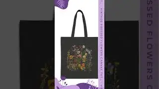 Vintage Pressed Flowers Canvas Tote, Pastel Botanical Cottagecore Bag, Boho Floral Totebag, Wildf...