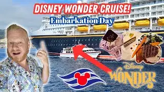 Disney Wonder Cruise Day 1 Embarkation | ALL the Food I Ate! Disney Cruise Line FUN 4 Day Vacation