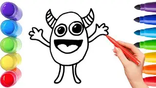 How To Draw cute monster Drawing, Painting & Coloring For Kids and Toddlers_ Child Art 🐋🌈🎨
