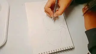 Drawing sketch of a three beautiful bear