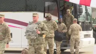 Soldiers return home after a nine month deployment