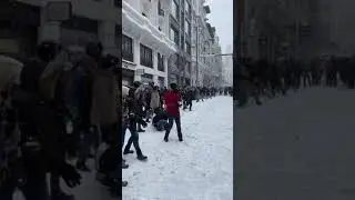 People Enjoy Snow Fight In Madrid, Spain - 1169230