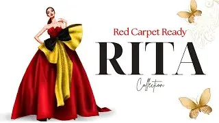 Elegant Red & Gold Evening Gown ✨ High Fashion Illustration | Couture Design Process