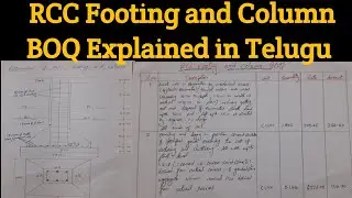 RCC Footing and Column BOQ Explained in Telugu// Footing and Column BOQ// Bill of Quantitys