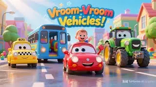 Vroom-Vroom Vehicles 🚗 | Cars, Bus, Taxi & Tractor Song for Kids