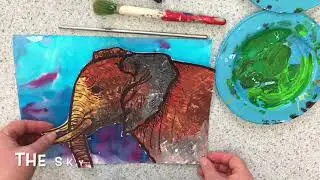 Art Projects for elementary ELEPHANT SKIES  lesson plan for painting texture
