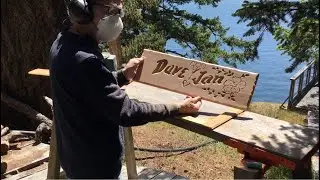 Woodpecker Signs in action - hand routing a new sign