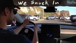 Tesla Uber Sneak into parking lot without paying Point Dume