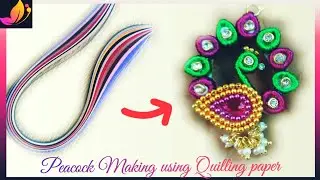 How to make silkthread Peacock Netrichutti using Quilling paper / Silkthread jewellery with Quilling