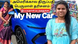 தமிழில் USA ~✨Our family&rsquo;s first Electric Car🚗❤️| First pooja in kovil🙏 | பெருமாள் | USA Tamil Vlog