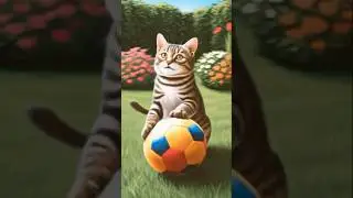 CUTE CAT PLAYING WITH SOCCER BALL DIGITAL ARTWORL #socute #cat #soccer #DreamScreenAI
