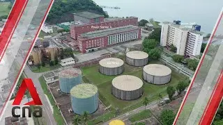 Flying over Pasir Panjang Power District, part of Singapore's future Greater Southern Waterfront