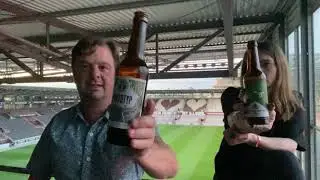 Having a beer with Beer Sommelier Sophie at St Pauli Football Stadium Hamburg Germany