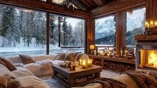 Blizzard Night in Snowy Mountain Cabin | Fireplace Ambience ASMR for Deep Sleep Therapy