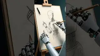 Generated by AI: Robot Drawing 2 #ai #aiart #motivation #passion #robot #art #drawing
