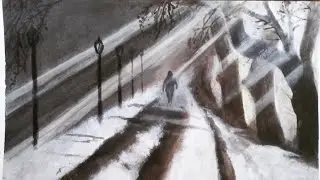 Sunlight Rays painting | Landscape painting with acrylic colour |One point perspective | DrawAnk