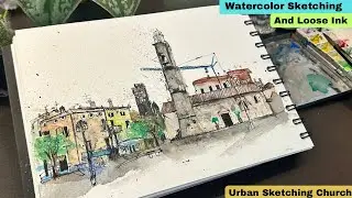 Sketching Church in India|Dip Pen With Watercolor Sketching |Urban Sketching With Me