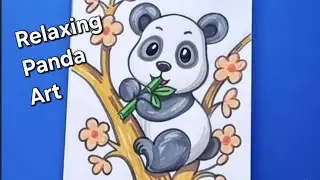 Cute Panda Drawing with Gentle Animation | Relaxing Art Process