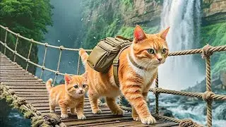 Mama Cat & Kitten Rescue Lost Kitten While Fishing By The River and Picnic Adventure Together 🐾🐱💦