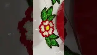 new art/flower pach/fur woolen mat Rangoli #trending