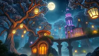 Study in Enchanted Elven City at Night 🌙 | Fantasy Ambience with Magical& Ethereal Forest Atmosphere
