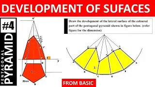 DEVELOPMENT OF SURFACE OF PENTAGONAL PYRAMID PROBLEM-4[HINDI]