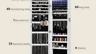 DUMOS 6 LEDs Mirror Jewelry Cabinet Review | Wall & Door Mounted Lockable Organizer