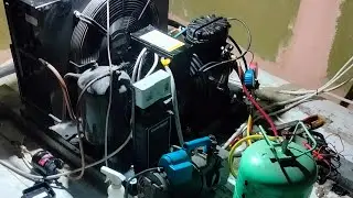 How to use manifold gauge in cold room #how to vacuum cold room compressor #vacuum reciprocating com