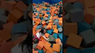 Foam pit fun in playground trampoline park#shorts #tiktok #viral#trending