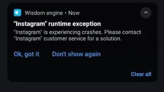 Instagram not working | Instagram runtime exception.