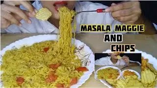 Asmr || Eating masala Maggie with many snacks || Masala Maggie ||  &bull;.&bull; Subscribe  &bull;.&bull; ( no talking )