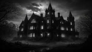 Gothic Manor Ambience 🕯️ Dark Black & White Haunted House Sounds | 1 Hour