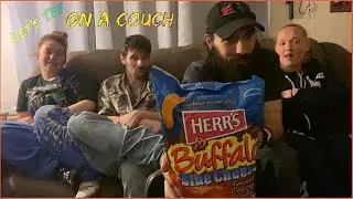 Herr Buffalo Blue Cheese Puffs on a Couch