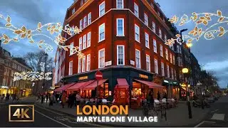🇬🇧 London Christmas Eve🎄 Walking Tour | Marylebone Village | 4K