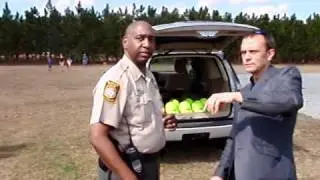 Protesters and police chief, Wiregrass Solar LLC groundbreaking, 21 Feb 2011