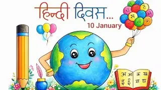 Hindi Day Special Drawing | Hindi Diwas Art | Celebrate Hindi Language| Hindi Divas Art Compitition 