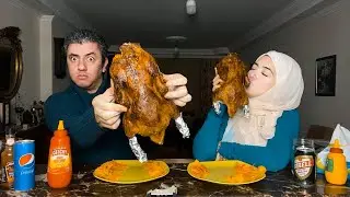 تحدي اكل البط 🦆 البلدي الكبير بوزن 3 كيلو للبطة مع عقاب شديد وقصة