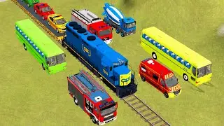TRANSPORTING WITH COLORS - ALL MIXER TRUCK WITH TRAIN, KAMAZ, MAN, CATERPILLAR, COBELCO I PLAY FARM