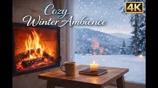 Cozy Winter Ambience ❄️ Fireplace & Snowfall | Relaxing Atmosphere | 10 Hours