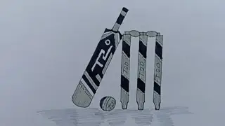 How to draw T20 bat drawing ll How to draw bat  ball and stumps step by step easy ll Cricket drawing