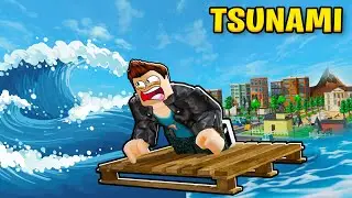 SURVIVING THE MEGA TSUNAMI 😂 IN ROBLOX TSUNAMI SIMULATOR