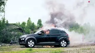 EV fire isolated with Bridgehill Standard Car Fire Blanket