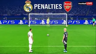 Real Madrid vs Arsenal - Penalty Shootout 2025 | Champions League 1/4 Final | Mbappe vs Saka | PES