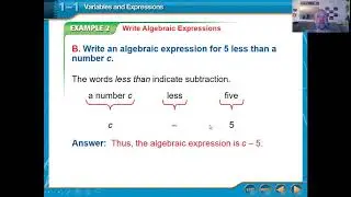 Alg 1 1 Algebraic Expressions