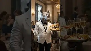 Sophisticated Rhino Serving Food #shorts #food #funny